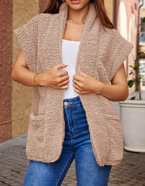Load image into Gallery viewer, Tankaneo Womens Sherpa Fleece Vest Lightweight Teddy Jacket - Size L

