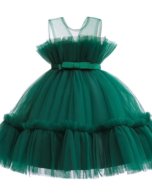 Load image into Gallery viewer, guchoo Girls Christmas Flower Ball Gown Dress Green, Size 12-18 months
