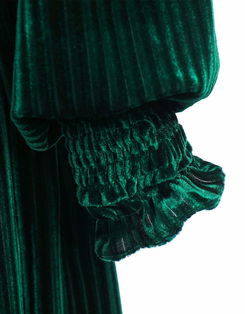 Load image into Gallery viewer, IMEKIS Toddler Velvet Christmas Dress Dark Green Long Sleeve Size 2-3T
