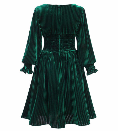IMEKIS Toddler Velvet Christmas Dress Dark Green Long Sleeve Size 2-3T