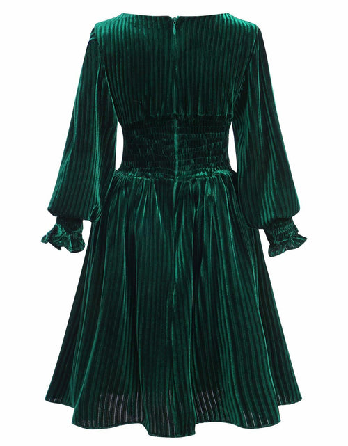 Load image into Gallery viewer, IMEKIS Toddler Velvet Christmas Dress Dark Green Long Sleeve Size 2-3T
