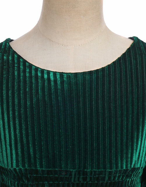 Load image into Gallery viewer, IMEKIS Toddler Velvet Christmas Dress Dark Green Long Sleeve Size 2-3T
