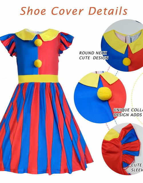 Load image into Gallery viewer, FINASKASU Girls Clown Costume 4 Pcs Set, Halloween Costume 5-6Y
