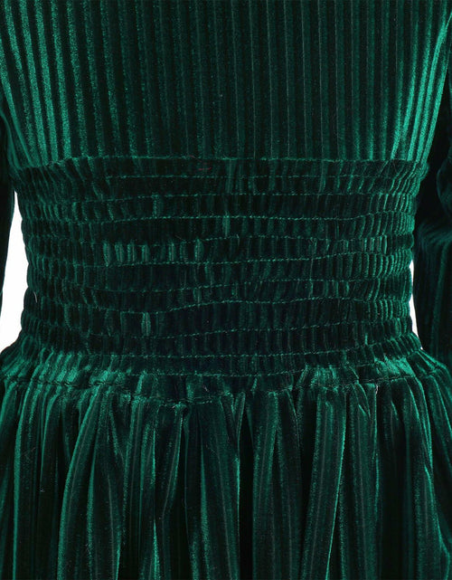 Load image into Gallery viewer, IMEKIS Toddler Velvet Christmas Dress Dark Green Long Sleeve Size 2-3T
