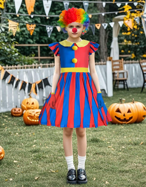 Load image into Gallery viewer, FINASKASU Girls Clown Costume 4 Pcs Set, Halloween Costume 5-6Y
