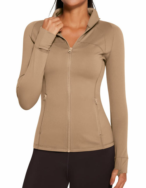 Load image into Gallery viewer, AVGO Womens Running Jacket Full Zip Slim Fit Brown Lightweight Size XS
