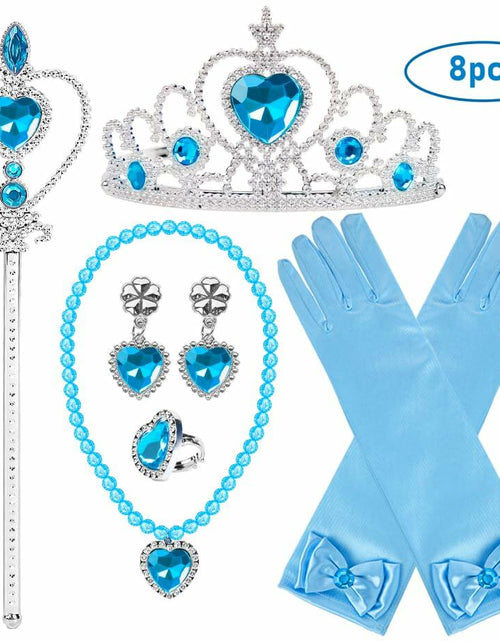 Load image into Gallery viewer, AMOR 8PCS Princess Dress Up Jewelry Set Toddler Girls Gloves Tiara
