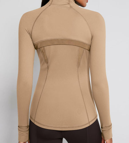 AVGO Womens Running Jacket Full Zip Slim Fit Brown Lightweight Size XS