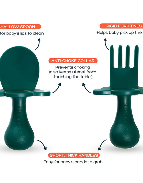 Load image into Gallery viewer, Grabease Baby Spoons &amp; Toddler Utensils - BPA-Free &amp; Phthalate-Free - Green
