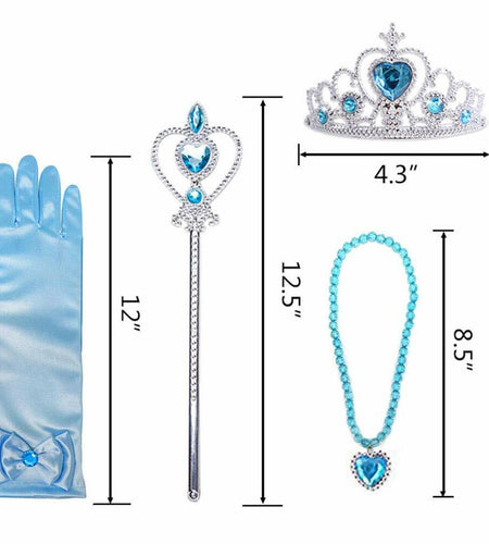 AMOR 8PCS Princess Dress Up Jewelry Set Toddler Girls Gloves Tiara