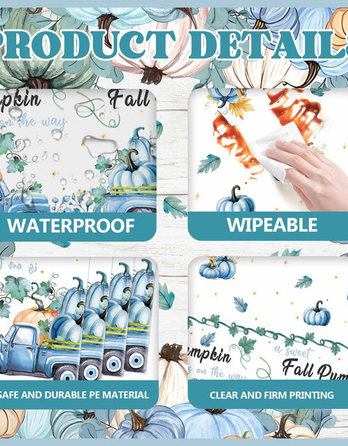 Load image into Gallery viewer, 3 Pc Blue Fall Thanksgiving Tablecloth Set 54x108in + 60 Napkins Disposable
