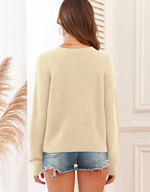 Load image into Gallery viewer, ZAFUL Apricot Ribbed Knit V Neck Long Sleeve Sweater Size M
