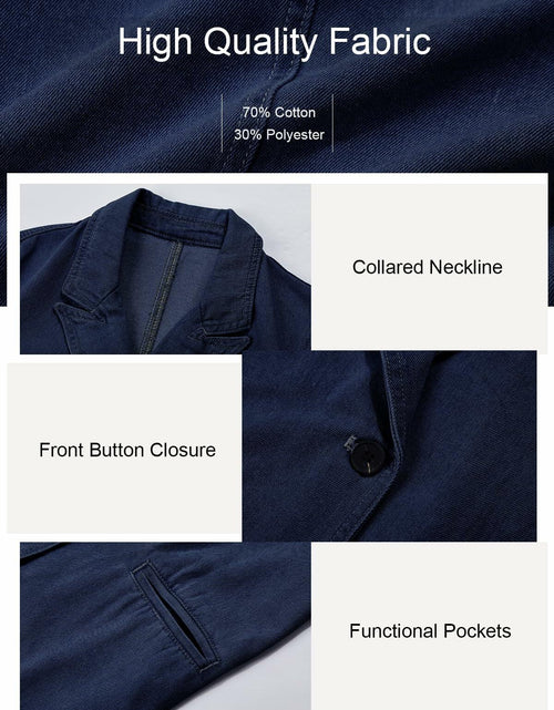Load image into Gallery viewer, Fisoew Womens Denim Blazer Jacket Long Sleeve Blue Single Breasted - Medium
