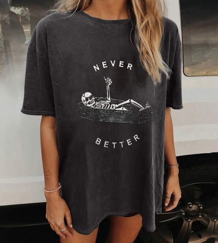 Wukreran Womens Plus Size Skeleton Skull Graphic Tee Short Sleeve Vintage