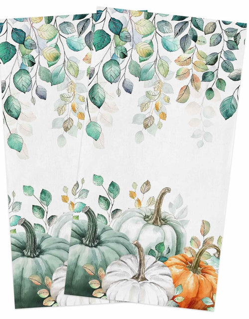 Load image into Gallery viewer, Thanksgiving Green Pumpkin Kitchen Towels Set of 2 18x28 Fall Decor Absorbent
