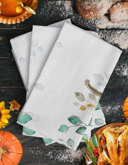 Load image into Gallery viewer, Thanksgiving Green Pumpkin Kitchen Towels Set of 2 18x28 Fall Decor Absorbent
