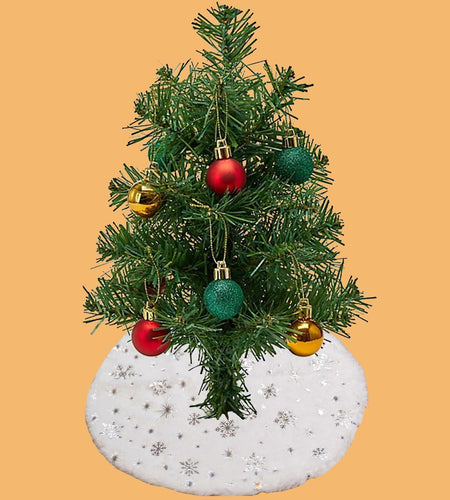 4pcs 15" Christmas Tree Skirt Set Mini Holiday Decoration