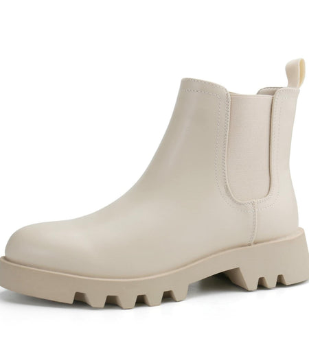 firelli Women Ankle Booties Chelsea Combat Slip On Winter Boots 7W Ivory