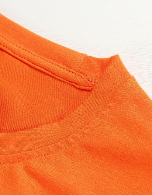 Load image into Gallery viewer, PRIMODA Women's Long Sleeve Shirt Orange S Cotton Blend Crew Neck Basic
