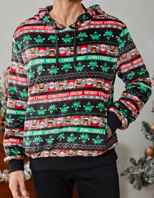Load image into Gallery viewer, Runcati Mens Green Ugly Christmas Sherpa Hoodie Pullover Sweatshirt
