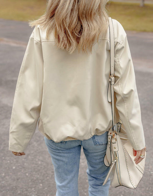 Load image into Gallery viewer, EVALESS X-Large Apricot Crop Windbreaker Jacket Fall 2024 Bomber Jacket
