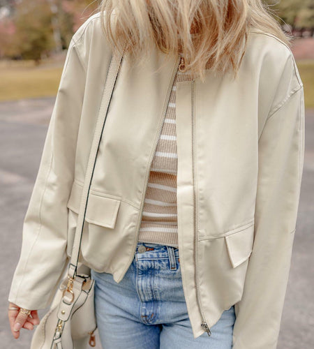 EVALESS X-Large Apricot Crop Windbreaker Jacket Fall 2024 Bomber Jacket