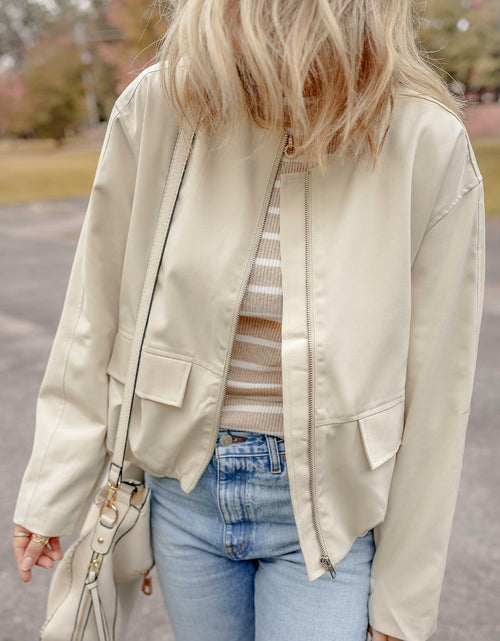 Load image into Gallery viewer, EVALESS X-Large Apricot Crop Windbreaker Jacket Fall 2024 Bomber Jacket
