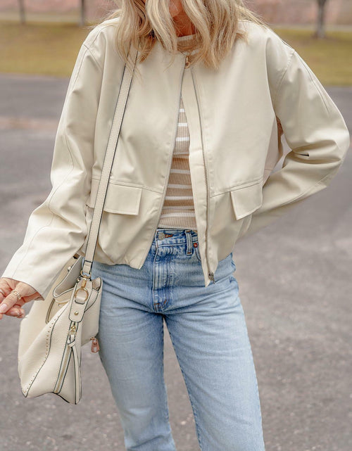 Load image into Gallery viewer, EVALESS X-Large Apricot Crop Windbreaker Jacket Fall 2024 Bomber Jacket
