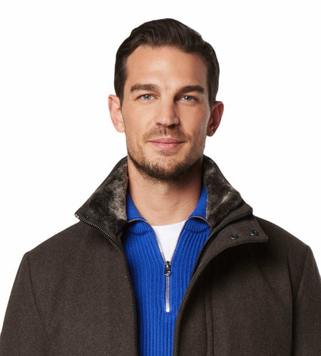 Andrew Marc Men's Softshell Jacket XL Hickory Removable Fur Collar