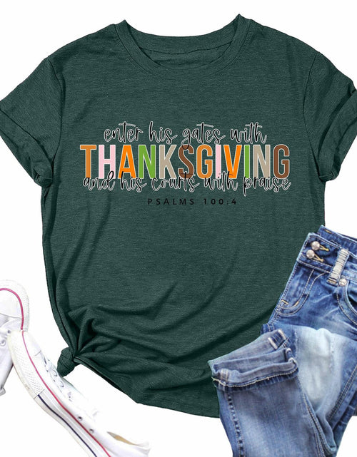 Load image into Gallery viewer, ELDPS Thanksgiving Shirt Women Casual Fall Top Thankful Tee Single Unit - Size L

