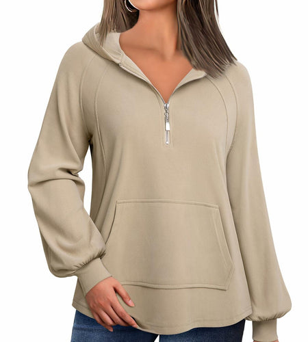 VALOLIA Women's Long Sleeve Tunic Top Ivory Cream Size M