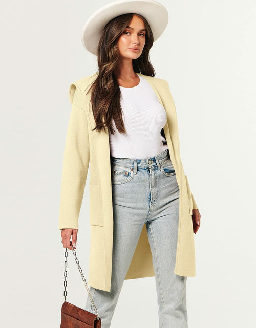 Load image into Gallery viewer, ANRABESS Women Cardigan Open Front Knit Hoodie Sweater Coatigan XS Beige

