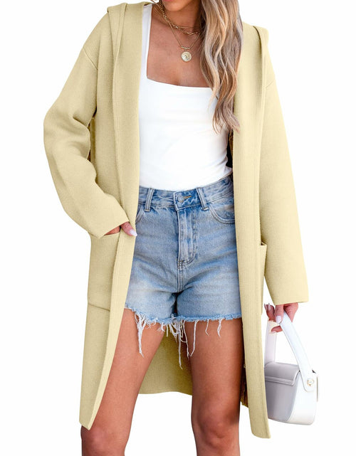 Load image into Gallery viewer, ANRABESS Women Cardigan Open Front Knit Hoodie Sweater Coatigan XS Beige
