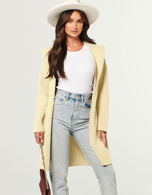 Load image into Gallery viewer, ANRABESS Women Cardigan Open Front Knit Hoodie Sweater Coatigan XS Beige
