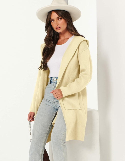 Load image into Gallery viewer, ANRABESS Women Cardigan Open Front Knit Hoodie Sweater Coatigan XS Beige
