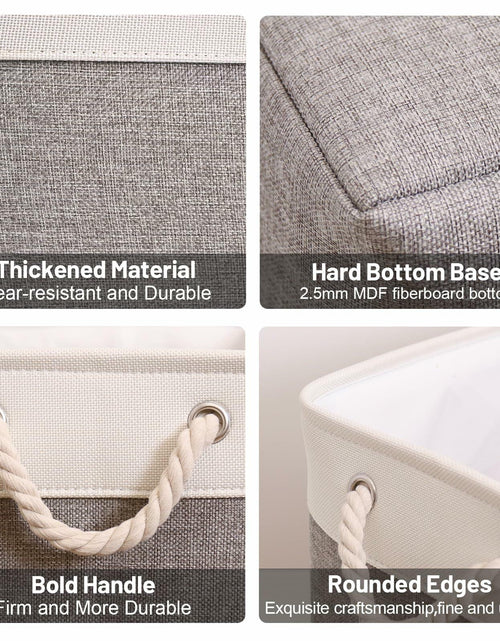 Load image into Gallery viewer, HOdo Home 3PCS Fabric Storage Bins 15x11x9.5in White Grey Collapsible Cubes
