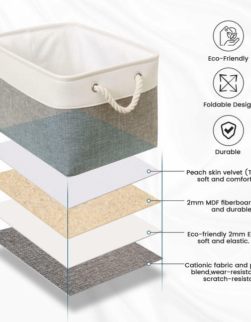 Load image into Gallery viewer, HOdo Home 3PCS Fabric Storage Bins 15x11x9.5in White Grey Collapsible Cubes
