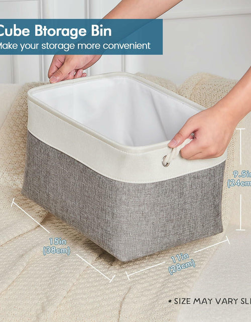 Load image into Gallery viewer, HOdo Home 3PCS Fabric Storage Bins 15x11x9.5in White Grey Collapsible Cubes
