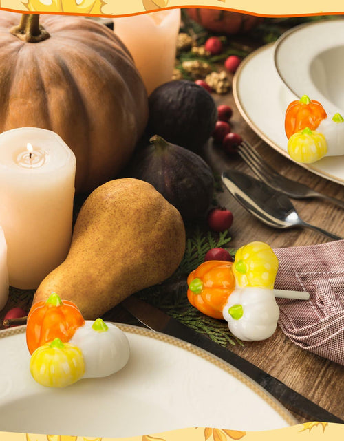 Load image into Gallery viewer, Dandat 6 Pcs Mini Turkey Plates Hand Painted Ceramics Pumpkin Decor
