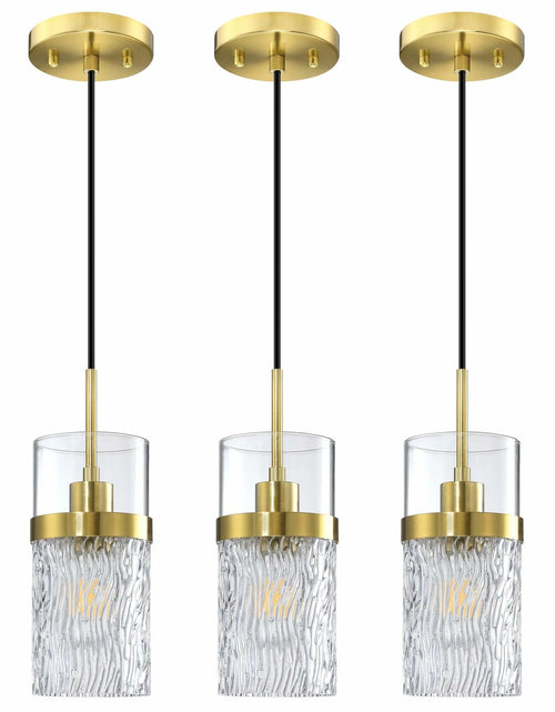 Load image into Gallery viewer, RAINLIGHTING 3 Pack Kitchen Island Pendant Light Clear Glass Brushed Bronze
