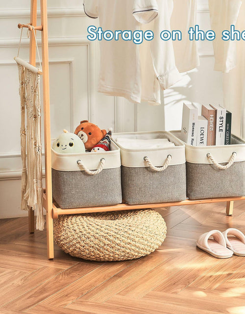 Load image into Gallery viewer, HOdo Home 3PCS Fabric Storage Bins 15x11x9.5in White Grey Collapsible Cubes
