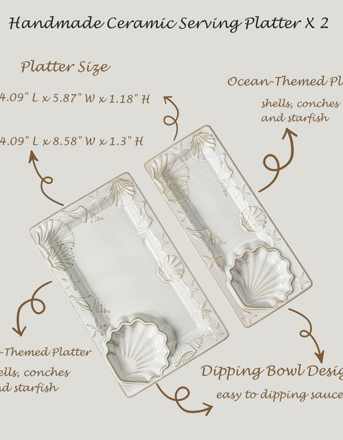 Load image into Gallery viewer, Shell Rectangle Chip and Dip Serving Set Black Tiered Tray Dessert Display
