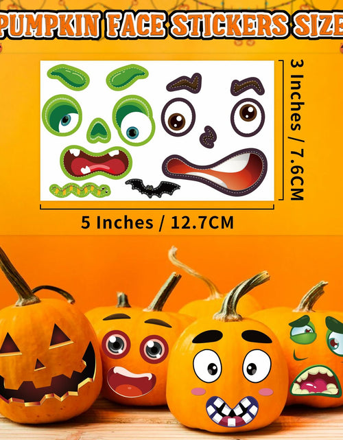 Load image into Gallery viewer, LINAYE Halloween Pumpkin Face Stickers Small Mini 72 PCS Decorating Kit
