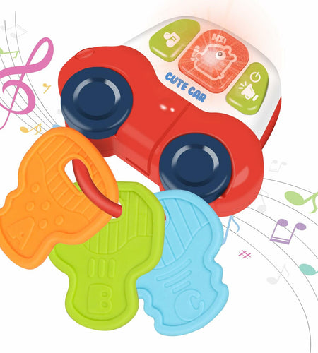 Baby Teething Toys Montessori Sensory Car Key Teether Music Light 0-18M