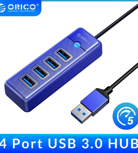 ORICO 4-Port USB 3.0 Hub with 0.49ft Cable Blue Fast Data Transfer