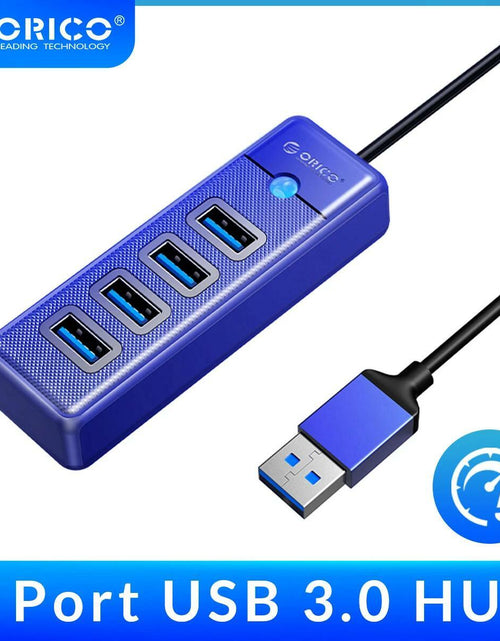 Load image into Gallery viewer, ORICO 4-Port USB 3.0 Hub with 0.49ft Cable Blue Fast Data Transfer
