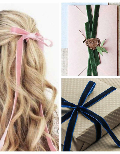 Load image into Gallery viewer, Abbaoww Black Velvet Ribbon 3/8 Inch 25 Yards Single Face Black
