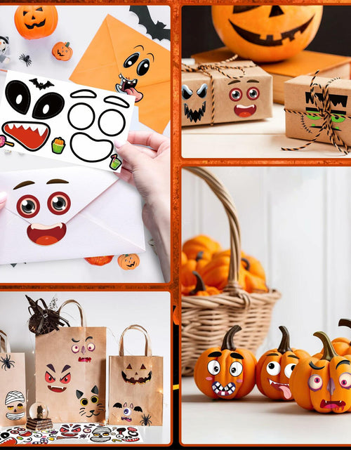Load image into Gallery viewer, LINAYE Halloween Pumpkin Face Stickers Small Mini 72 PCS Decorating Kit
