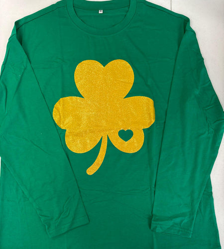 St Patrick's Day Women's Oversized Lucky Shamrock Long Sleeve T-Shirt Size M