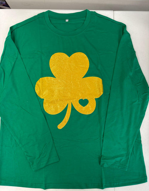 Load image into Gallery viewer, St Patrick's Day Women's Oversized Lucky Shamrock Long Sleeve T-Shirt Size M

